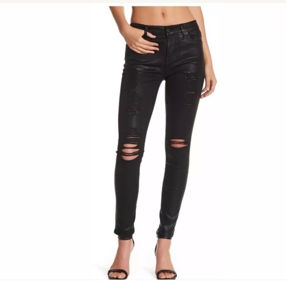 7 for all mankind coated ankle skinny jeans, Denim - Picture 1 of 3